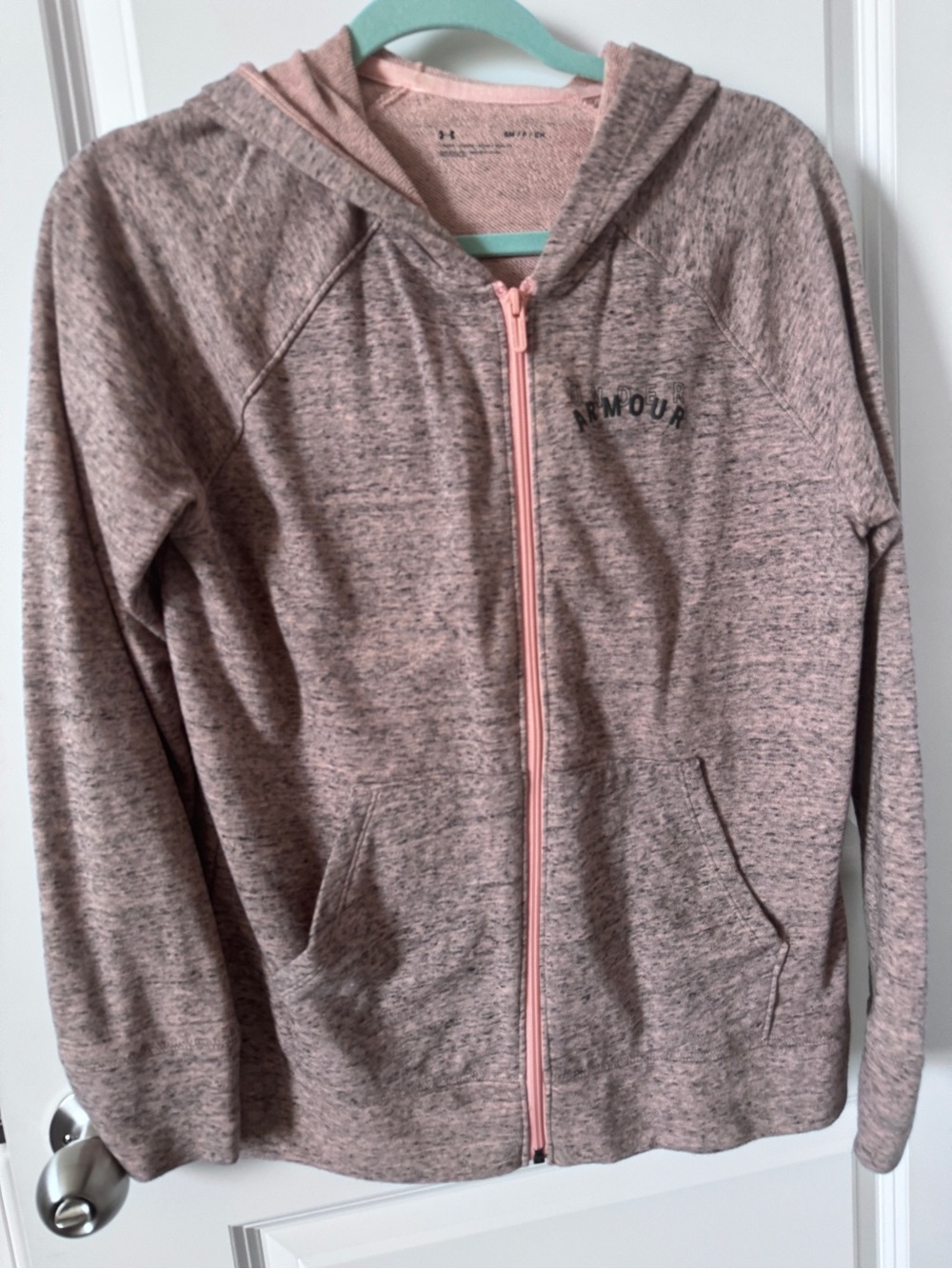 Under Armour Light Pink Heather Zip-Up Lightweight Hoodie-Small